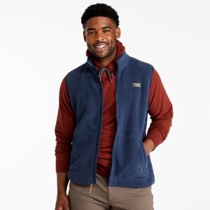 L.L.Bean Men’s Mountain Classic Fleece Blue Logo Zip Up Vest Size XXL